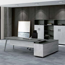 主管枱經理枱銀灰淺木色 L Shape Desk Sliver Light Wood Pattern Executive Desk Manager Desk