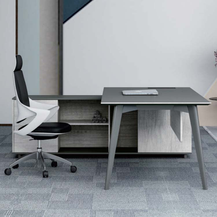 主管枱經理枱銀灰淺木色 L Shape Desk Sliver Light Wood Pattern Executive Desk Manager Desk