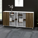 胡桃木紋寫字樓公司文件櫃高櫃矮櫃木製櫃儲物櫃大容量掩門櫃老闆房高櫃 Walnut Wood Pattern Office Cabinet Storage Cabinet Low Cabinet High Cabinet Swing Door Display Cabinet display cabinet