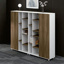 胡桃木紋寫字樓公司文件櫃高櫃矮櫃木製櫃儲物櫃大容量掩門櫃老闆房高櫃 Walnut Wood Pattern Office Cabinet Storage Cabinet Low Cabinet High Cabinet Swing Door Display Cabinet display cabinet