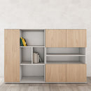 簡約日式和風淺木紋公司文件櫃矮櫃木製櫃儲物櫃大容量掩門櫃 Minimal Japanese Zen Light Wood Pattern Office Cabinet Storage Cabinet Low Cabinet Swing Door Display Cabinet 