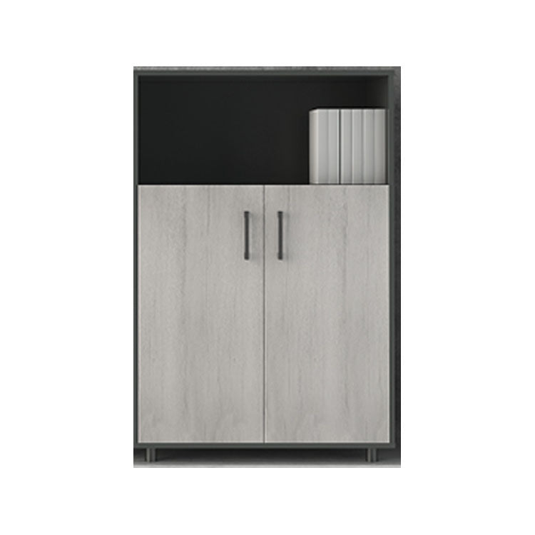 木製文件櫃儲物櫃收納櫃深灰色烟灰木色掩門空格文件櫃 MFC Cabinet Swing Door Dark Grey Ash Wood Display Storage Document Cabinet Office Cabinet 