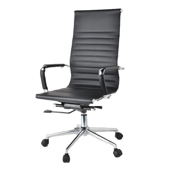 黑色PU優質仿皮椅旋轉升降會議職員椅 Black PU faux leather revolving computer swivel office meeting room chair