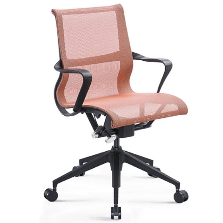 紅色透氣網布波浪形扶手會議室椅休閒椅職員椅員工椅  Mesh Back Chair Curve Armrest Stylish conference Room Chair Staff Chair Guest Chair