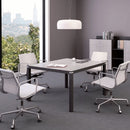淺灰色方形木紋鋼腳會議臺 Light Grey Wood Texture Square Meeting Table Conference Table