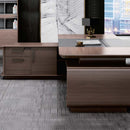 非洲胡桃木紋黑金屬拉絲大型董事檯大班枱老板檯連側櫃 African Walnut Wood Pattern Black Brushed Steel finish CEO Director Manager Desk Table