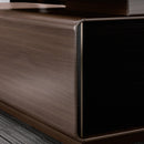 非洲胡桃木紋黑金屬拉絲大型董事檯大班枱老板檯連側櫃 African Walnut Wood Pattern Black Brushed Steel finish CEO Director Manager Desk Table