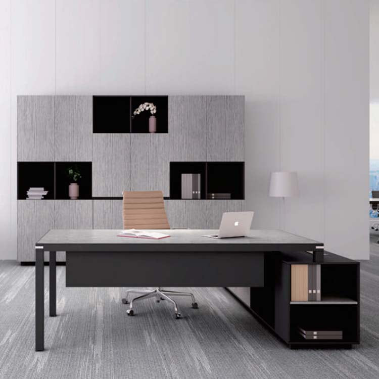 現代簡約L形辦公室寫字樓經理枱主管枱連側櫃  Modern Minimal L Shape Desk Side Cabinet Executive Desk Manager Desk