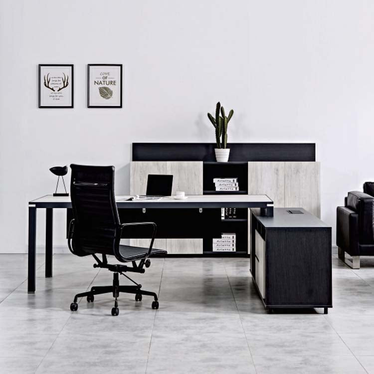 現代簡約L形辦公室寫字樓經理枱主管枱連側櫃  Modern Minimal L Shape Desk Side Cabinet Executive Desk Manager Desk