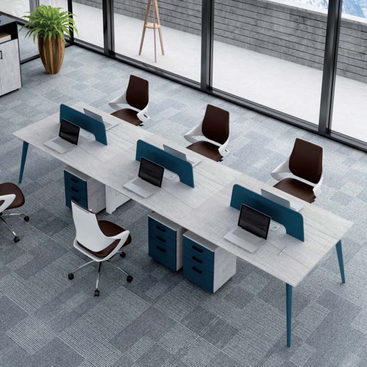 簡約辦公室員工位連活動櫃及桌上屏風 Modern Office Staff Desk with Pedestal & Desktop Partition