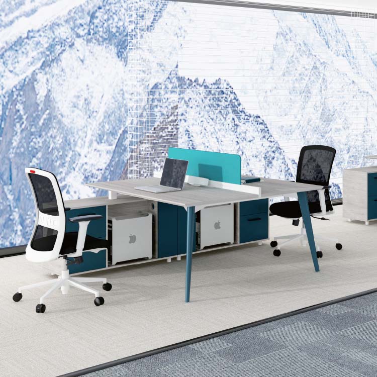 辦公枱工作檯連側櫃桌上屏風 Office Staff Desk L Shape with Cabinet and Desktop Partition