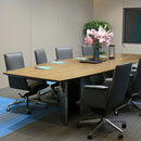 華麗橢圓木紋拉絲金屬橢圓會議檯高貴大型會議枱 Luxurious oval wood brushed metal large conference table cooperate conference table