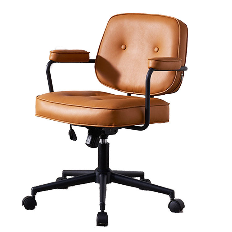 懷舊橙色皮椅復古款設計師經理椅皮椅簡約經典款會議椅 Orange Faux PU leather Designer Chair  Mid Century Retro Vintage Style Chair Cushion Back Soft pad Office Chair PU or Leather