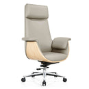 淺灰色灰白色樺木色椅座商務會議高背皮椅大班椅老闆椅董事椅 Light Grey Leather High Back Chair Cushion Back Soft pad CEO Chair Boss Chair Director Chair Business Meeting Chair Board Meeting Chair