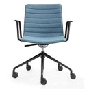 布料座纖秀北歐設計員工椅辦公室簡約咖啡椅悠閑椅會議椅典款會議椅 Fabric Soft Pad Upholstered Office Chair Mid Century Retro Vintage Style Chair Low Back Soft Fabric Pad Office Chair WFH Home Office Chair